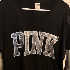 PINK sequin short sleeve tee